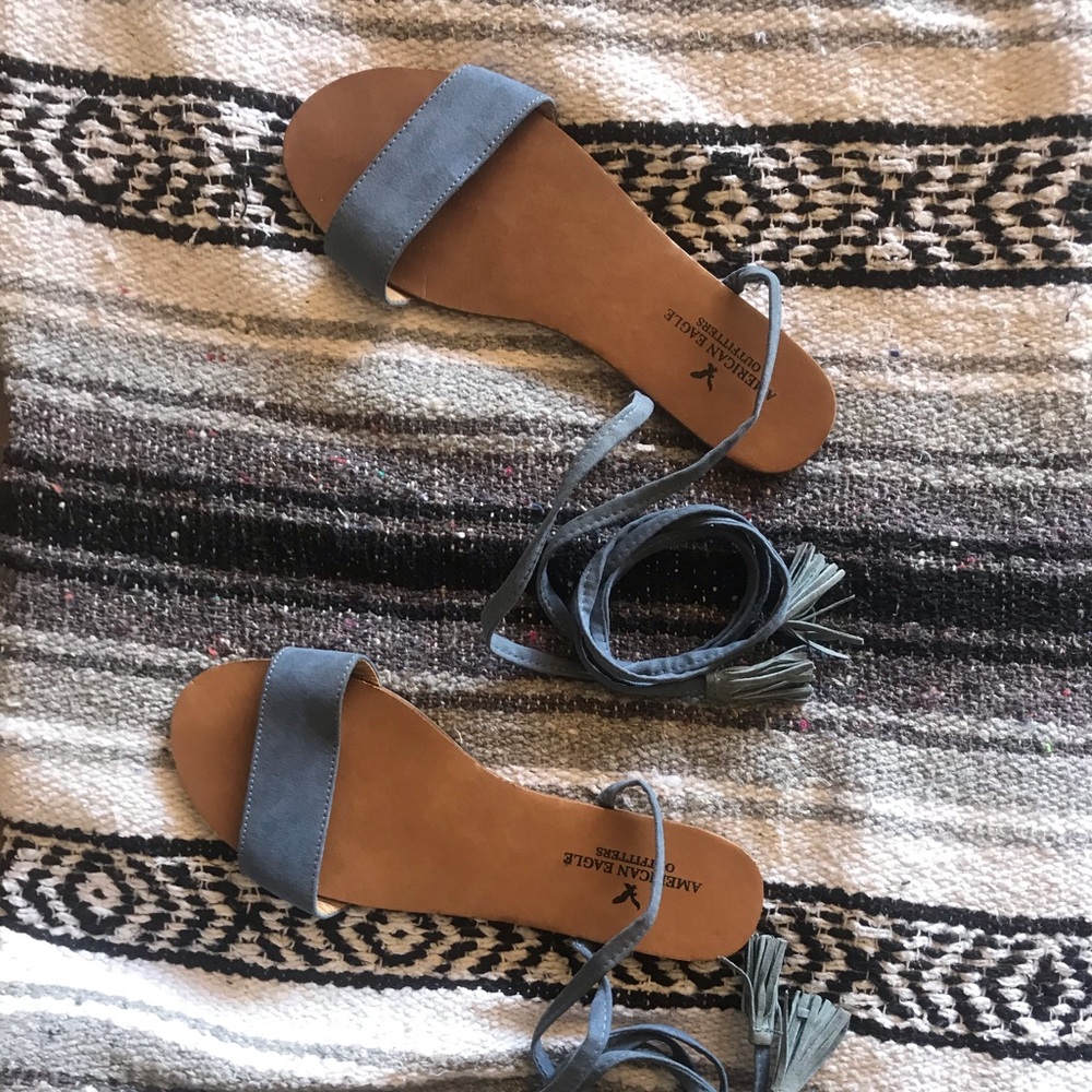 American Eagle lace up sandals with tassels